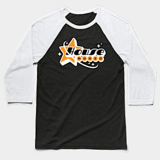 HOUSE MUSIC  - Y2K Star Galaxy (White/Orange) Baseball T-Shirt